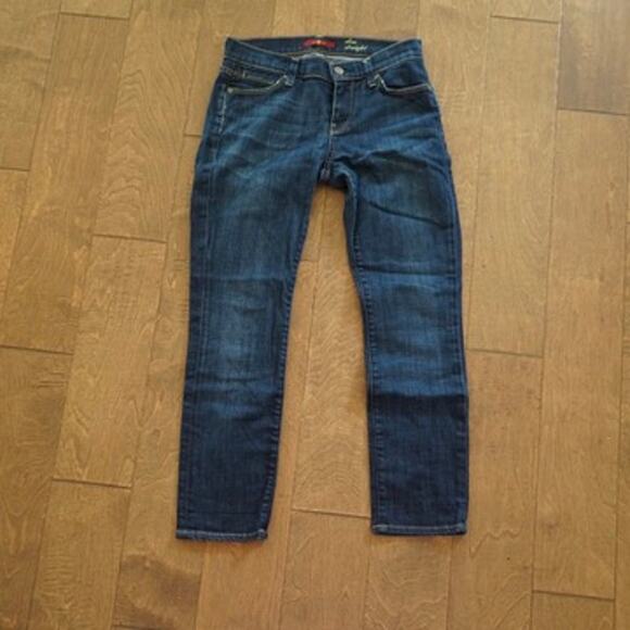 7 For All Mankind Slim Straight Jeans Blue Womens Size 25 - Picture 1 of 5